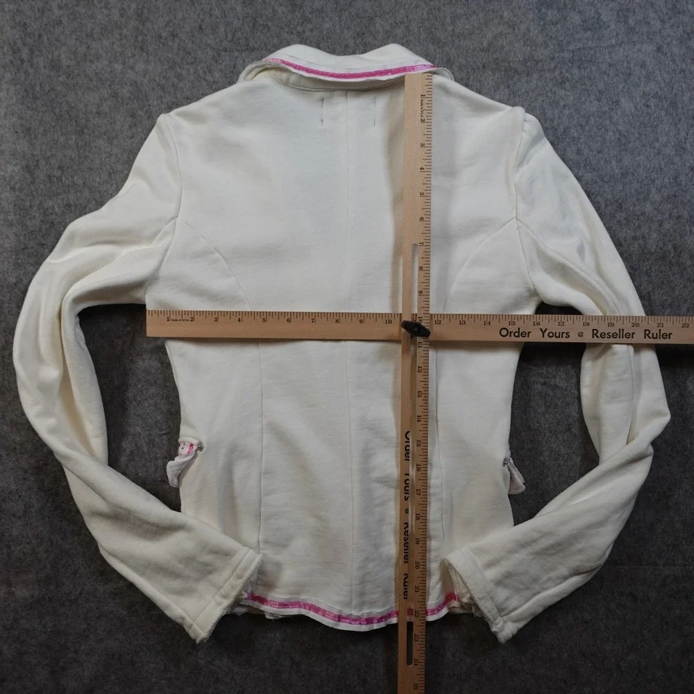 Ralph Lauren Blazer Girls Medium Knit White‎ Pink Piping Cotton